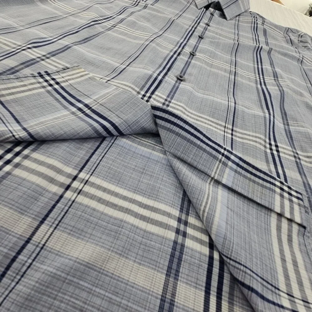 Joe by Joseph Abboud Button Down Shirt Men's XXL‎ Blue Gray Plaid EUC Classic